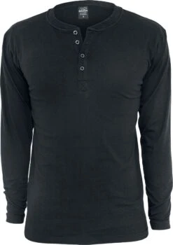 "Basic Henley" Langarmshirt Schwarz Von Urban Classics