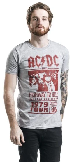"Highway To Hell - Red Photo - 1979 Tour" T-Shirt Grau Meliert Von AC/DC -Stil Tanz Verkaufsgeschäft 263947wa emp