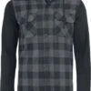 "Hooded Checked Flanell Sweat Sleeve Shirt" Flanellhemd Schwarz/grau Von Urban Classics -Stil Tanz Verkaufsgeschäft 293547a emp