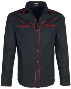 "Plain Trim" Langarmhemd Schwarz/rot Von Banned Alternative