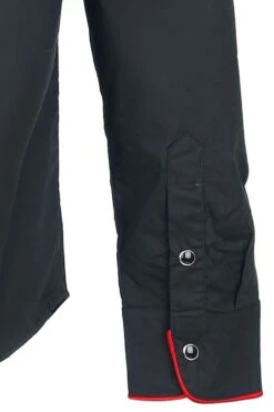 "Plain Trim" Langarmhemd Schwarz/rot Von Banned Alternative -Stil Tanz Verkaufsgeschäft 329180d2 emp