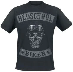 "Oldschool Biker Skull" T-Shirt Schwarz