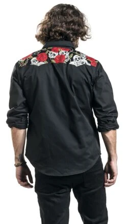 "Skull Rose" Langarmhemd Schwarz Von Banned Alternative -Stil Tanz Verkaufsgeschäft 369540wb