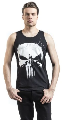 "Sprayed Skull Logo" Tank-Top Schwarz Von The Punisher -Stil Tanz Verkaufsgeschäft 374923wa