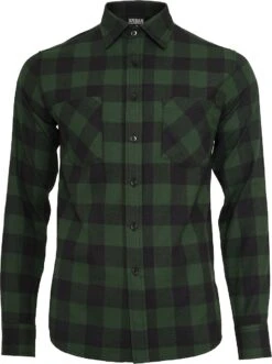 "Checked Flanell Shirt" Flanellhemd Schwarz/dunkelgrün Von Urban Classics