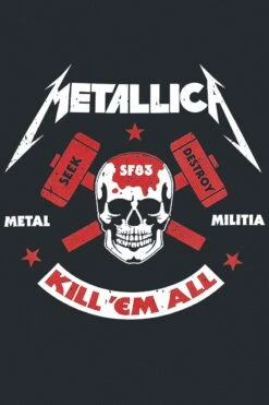 "Kill 'Em All - Skull" Langarmshirt Schwarz Von Metallica -Stil Tanz Verkaufsgeschäft 392253d2