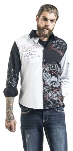 "There Is No Business Like Rock Business" Langarmhemd Schwarz/weiß Von Rock Rebel By EMP -Stil Tanz Verkaufsgeschäft 395292wa