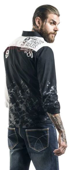 "There Is No Business Like Rock Business" Langarmhemd Schwarz/weiß Von Rock Rebel By EMP -Stil Tanz Verkaufsgeschäft 395292wb