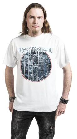 "Ten Circles Eddie" T-Shirt Weiß Von Iron Maiden -Stil Tanz Verkaufsgeschäft 454160wa