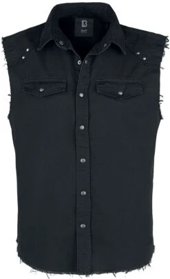 "Sleeveless Vintage Shirt" Kurzarmhemd Schwarz Von Brandit