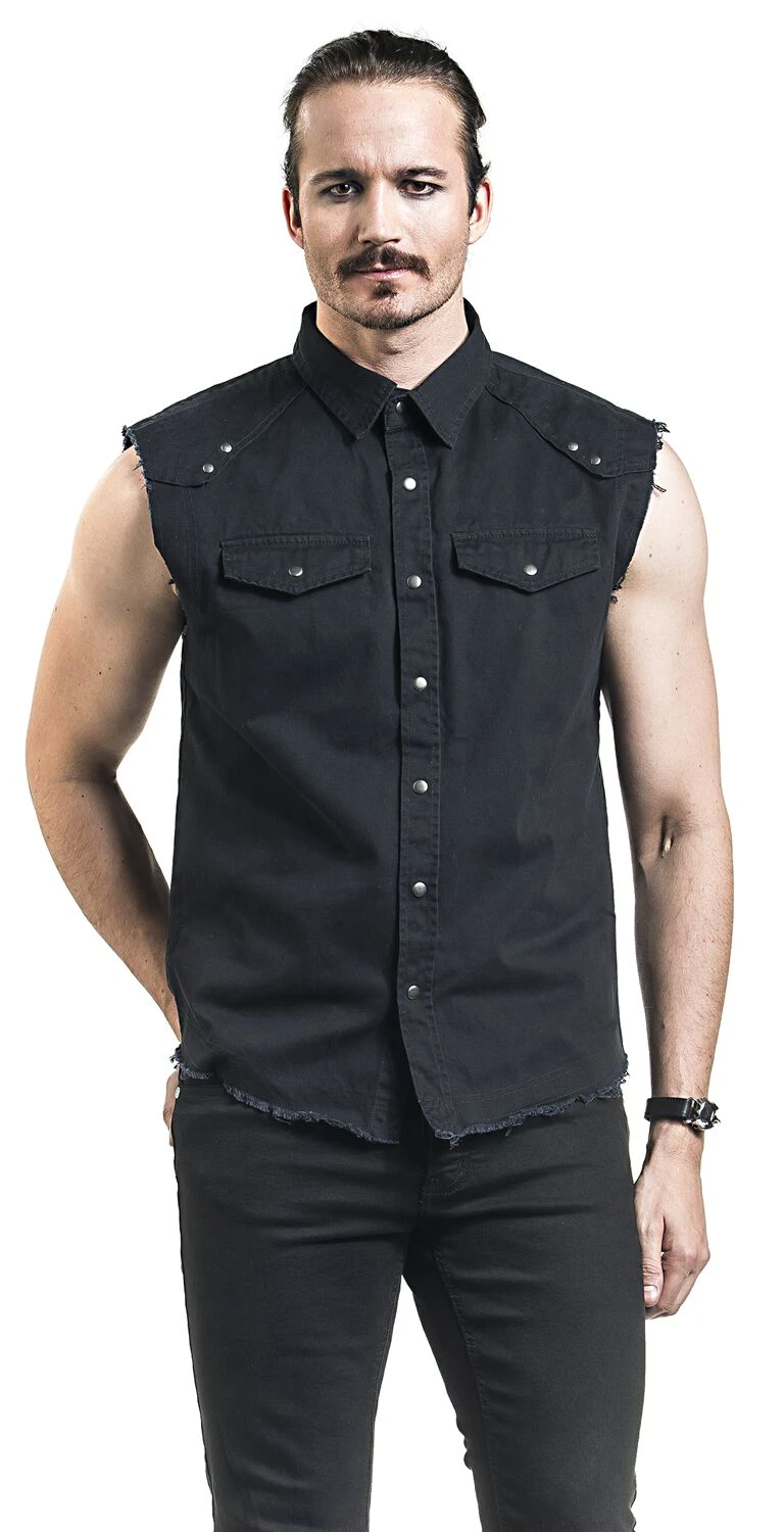 "Sleeveless Vintage Shirt" Kurzarmhemd Schwarz Von Brandit 6 "Sleeveless Vintage Shirt" Kurzarmhemd Schwarz Von Brandit – Bild 4