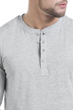 "Basic Henley" Langarmshirt Grau Meliert Von RED By EMP -Stil Tanz Verkaufsgeschäft 469313d