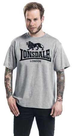 "Logo" T-Shirt Grau Von Lonsdale London -Stil Tanz Verkaufsgeschäft 480581wa