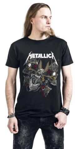 "Skull Moth" T-Shirt Schwarz Von Metallica -Stil Tanz Verkaufsgeschäft 482861wa