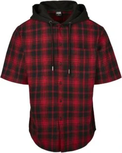 "Hooded Short Sleeve Shirt" Kurzarmhemd Schwarz/rot Von Urban Classics