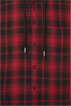 "Hooded Short Sleeve Shirt" Kurzarmhemd Schwarz/rot Von Urban Classics -Stil Tanz Verkaufsgeschäft 485576d