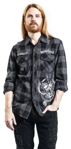"Brandit Bastards - Checkshirt" Langarmhemd Schwarz/grau Von Motörhead -Stil Tanz Verkaufsgeschäft 488112wa