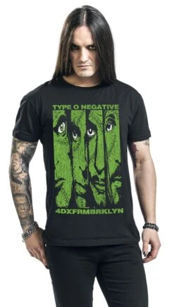 "Faces" T-Shirt Schwarz Von Type O Negative -Stil Tanz Verkaufsgeschäft 494707wa