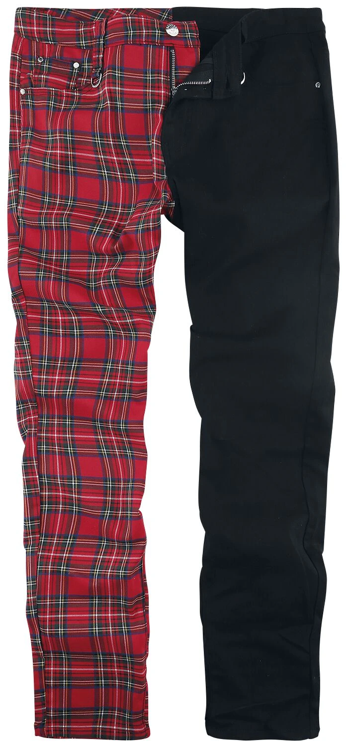 "Split Pants" Stoffhose Rot/schwarz Von Banned Alternative 3 "Split Pants" Stoffhose Rot/schwarz Von Banned Alternative