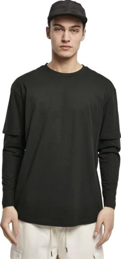 "Oversized Shaped Double Layer LS Tee" Langarmshirt Schwarz/schwarz Von Urban Classics -Stil Tanz Verkaufsgeschäft 504876wa