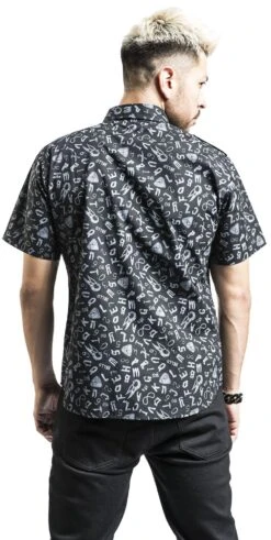 "Kurzarmhemd Mit Symbolen" Kurzarmhemd Schwarz Von Gothicana By EMP -Stil Tanz Verkaufsgeschäft 508195wb