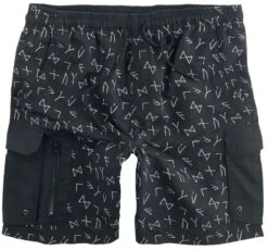 "Badeshorts Mit Runen- Print" Badeshort Grau Von Black Premium By EMP