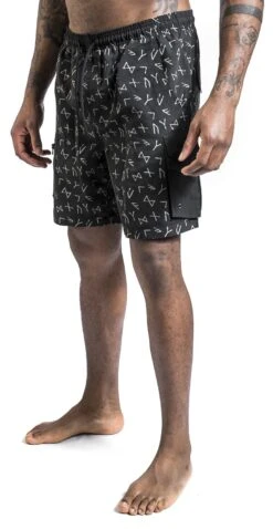 "Badeshorts Mit Runen- Print" Badeshort Grau Von Black Premium By EMP -Stil Tanz Verkaufsgeschäft 511367wa2