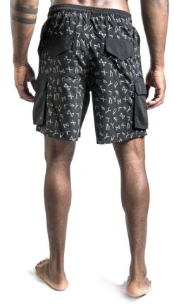 "Badeshorts Mit Runen- Print" Badeshort Grau Von Black Premium By EMP -Stil Tanz Verkaufsgeschäft 511367wb