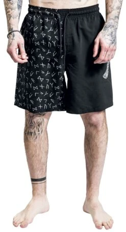 "Badeshorts Mit Runen Und Thors Hammer Print" Badeshort Schwarz Von Black Premium By EMP -Stil Tanz Verkaufsgeschäft 511370wa