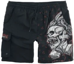 "Badeshorts Mit Totenkopf Print" Badeshort Schwarz Von Rock Rebel By EMP