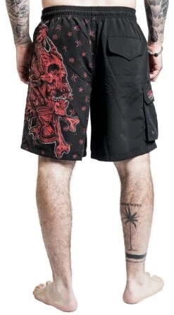 "Badeshorts Mit Totenkopf Print" Badeshort Schwarz Von Rock Rebel By EMP -Stil Tanz Verkaufsgeschäft 511491wb