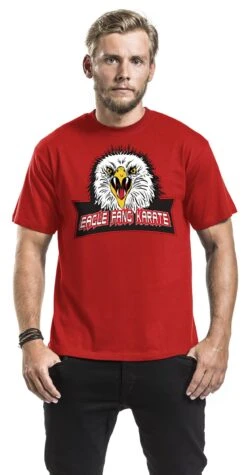 "Eagle Fang Karate" T-Shirt Rot Von Cobra Kai -Stil Tanz Verkaufsgeschäft 517931wa