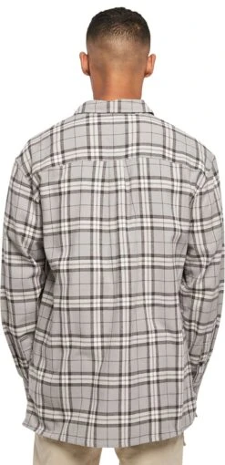 "Long Oversized Grey Check Shirt" Langarmhemd Grau Von Urban Classics -Stil Tanz Verkaufsgeschäft 523433wb