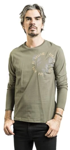 "Longsleeve Mit Rock Rebel Print" Langarmshirt Beige Von Rock Rebel By EMP -Stil Tanz Verkaufsgeschäft 528909wa