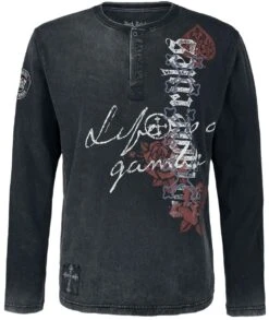 "Rockiges Langarmshirt Mit Prints" Langarmshirt Grau Von Rock Rebel By EMP