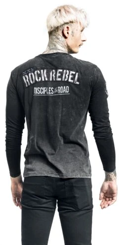"Rockiges Langarmshirt Mit Prints" Langarmshirt Grau Von Rock Rebel By EMP -Stil Tanz Verkaufsgeschäft 528926wb