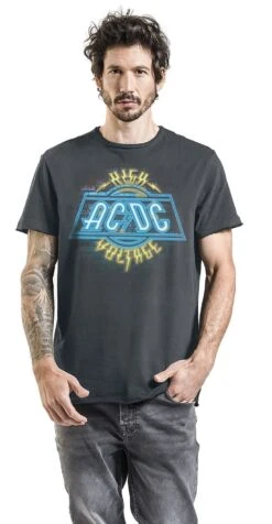 "Amplified Collection - High Voltage Neon" T-Shirt Charcoal Von AC/DC -Stil Tanz Verkaufsgeschäft 529091wa