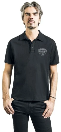 "Amplified Collection - Washed Slub" Poloshirt Schwarz Von Guns N' Roses -Stil Tanz Verkaufsgeschäft 530490wa