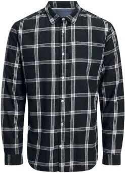"JJEGINGHAM TWILL SHIRT L/S NOOS" Langarmhemd Weiß/schwarz Von Jack & Jones